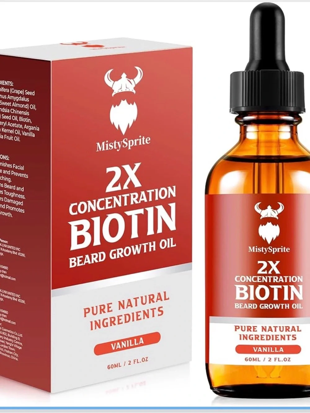 5% Biotin Beard Growth Oil - Vanilla - Orange (Bundle of 2)